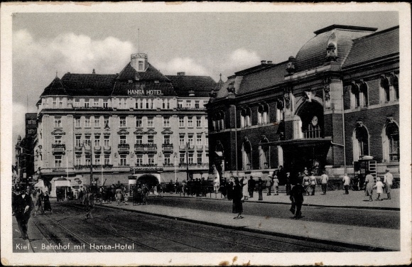 Ak Kiel in Schleswig Holstein, Bahnhof mit Hansa Hotel