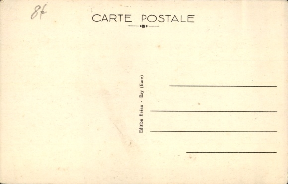 Postcard Ézy Eure, man fishing, child sitting, river view, bridge, tranquil landscape