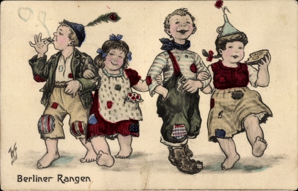 Artist Postcard Scheuermann, Willi, Berliner Rangen, Children, Boy with Cigarette