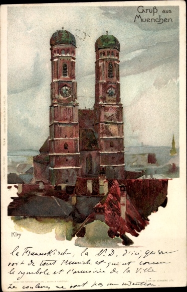 Kunstenaar litho Kley, Heinrich, München Beieren, Frauenkirche