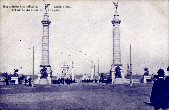 Postcard Liège, World Exhibition 1905, entrance to the Pont d Fragnée