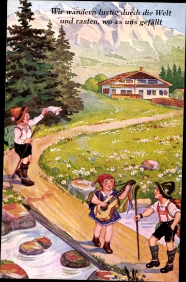 Postcard We wander happily through the world and rest where we like