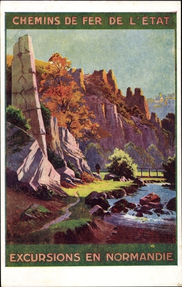 Kunstenaar Ak Calvados, Chemins de fer de l'Etat, Excursions en Normandie