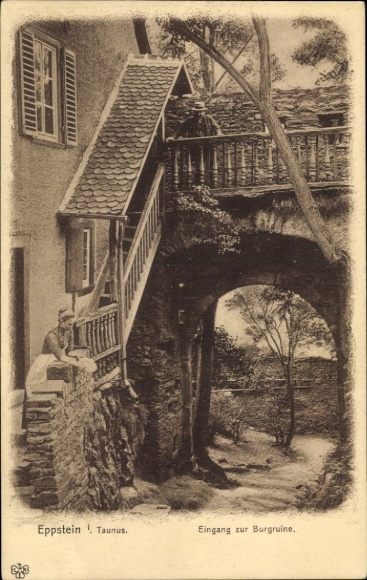 Postcard Eppstein im Taunus, entrance to the castle ruins