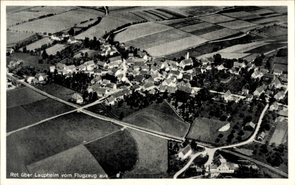 Postcard Rot (near Laupheim) Burgrieden in Upper Swabia Württemberg, aerial photograph