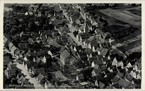 Postcard Nordheim am Neckar, aerial view of houses, rural surroundings