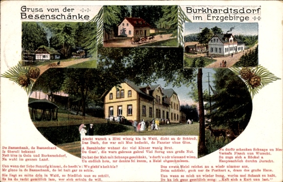 Postcard Burkhardtsdorf in the Ore Mountains, greetings from the Besenschänke