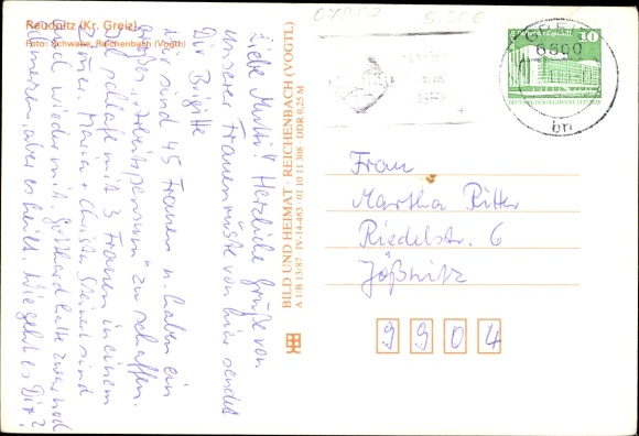 Postcard Reudnitz Mohlsdorf in Thuringia, house, garden