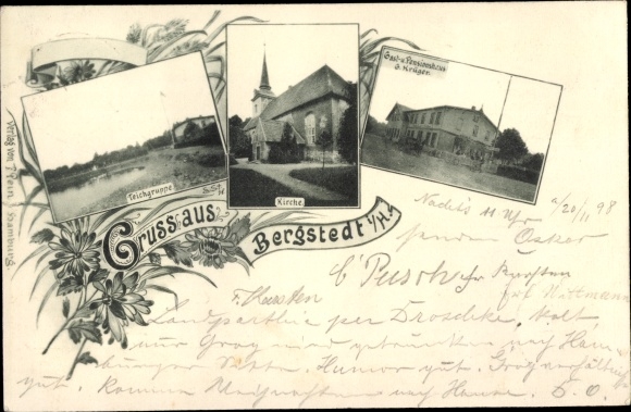 PC Hamburg Wandsbek Bergstedt, pond, church, inn G. Krüger