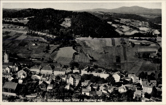 Postcard Schönberg in the Bavarian Forest, aerial photograph