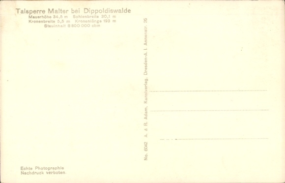 Postcard Malter Dippoldiswalde, Malter Dam