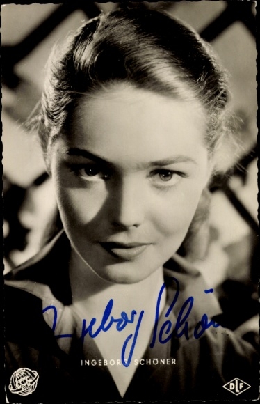 Postcard actress Ingeborg Schöner, portrait, the first day of spring, autograph