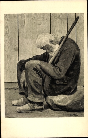 Kunstenaar Ak Hodler, F., Levensmoe