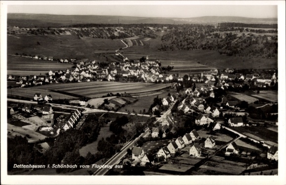 Ak Dettenhausen in Württemberg, Luftaufnahme von Dettenhausen, ländliche Bereiche, kleine Häuser,