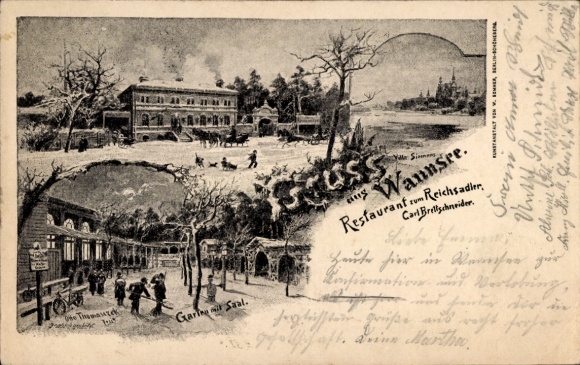 Künstler Ak Thomasczek, Otto, Berlin Zehlendorf Wannsee, Restaurant Reichsadler im Winter