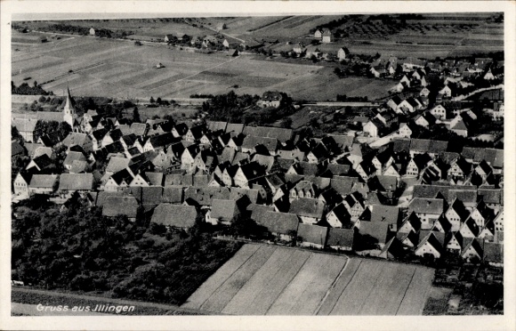 Postcard Illingen in Württemberg, aerial photograph