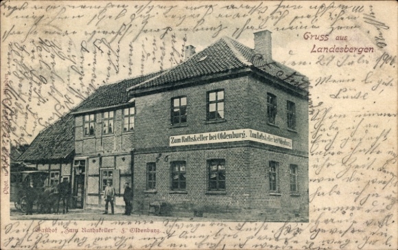 Postcard Landesbergen in Lower Saxony, Gasthof Zum Rathskeller near Oldenburg