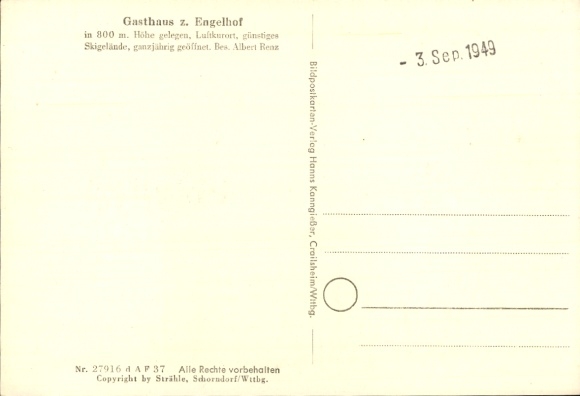 Postcard Weilheim an der Teck Swabian Alb, Engelhof, aerial photograph, Gasthaus z. Engelhof