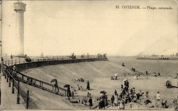 Postcard Ostend Ostend West Flanders, beach, pier