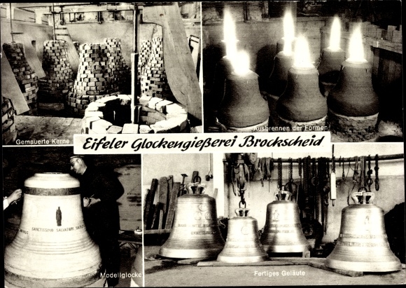 Postcard Brockscheid in the Vulkaneifel, Eifel bell foundry, brick cores, burning out, ringing