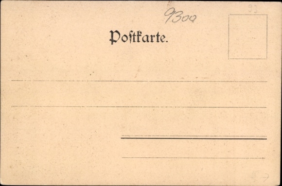 Postcard Buchholz in der Nordheide, landscape with path to trees, clouds, house