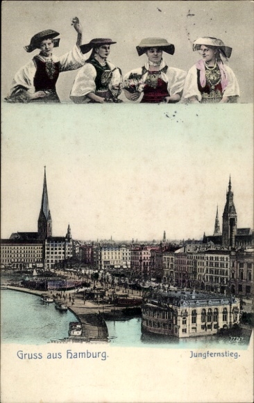 PC Hamburg Mitte Neustadt, Jungfernstieg, women in traditional costume