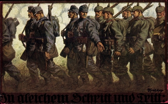 Artist PC Kuderna, in the same step and step, KuK and German soldiers, I. WK