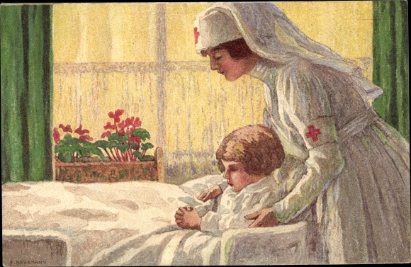 KP artystka pocztówka święto narodowe 1927, pielęgniarka