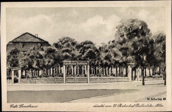 Artist PC Schulze, W., Berlin Zehlendorf Dahlem, Cafe Landhaus Dahlem, Pobielski Allee