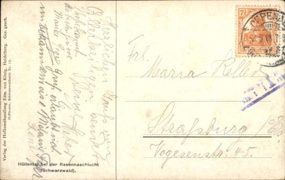 Artysta KP Hoffmann, H., Breitnau w Schwarzwaldzie, Höllental w pobliżu wąwozu Rawenny