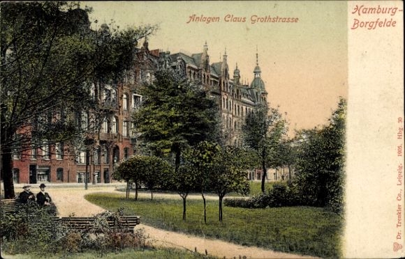 Ansichtkaart Hamburg Mitte Borgfelde, faciliteiten Claus Groth Street