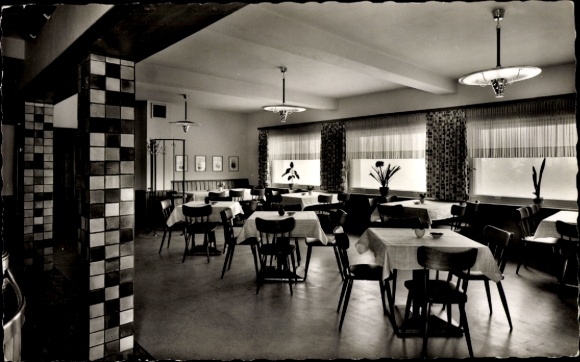 Postcard Winterberg in Sauerland, Kahler Asten restaurant, interior view