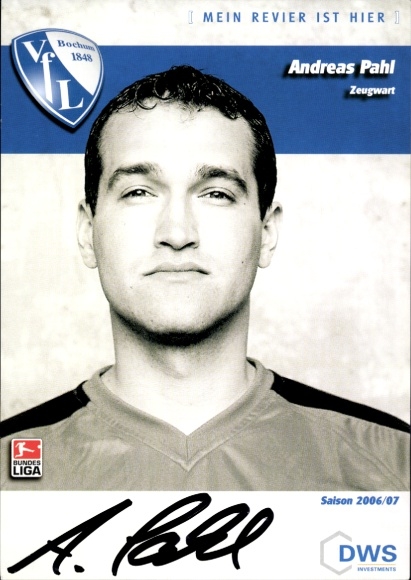 Autogrammkarte Zeugwart Andreas Pahl, VfL Bochum, Autogramm