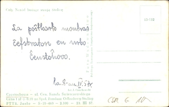 Postcard Częstochowa Tschenstochau Silesia, Ul. Cen. Karola Swierczewskiego