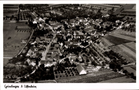 Postcard Geißlingen Oberickelsheim in Middle Franconia, aerial photograph
