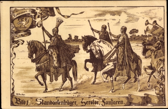 Artist PC Becker, PA, Kremmen, Battle of Kremmer Damm, standard bearer