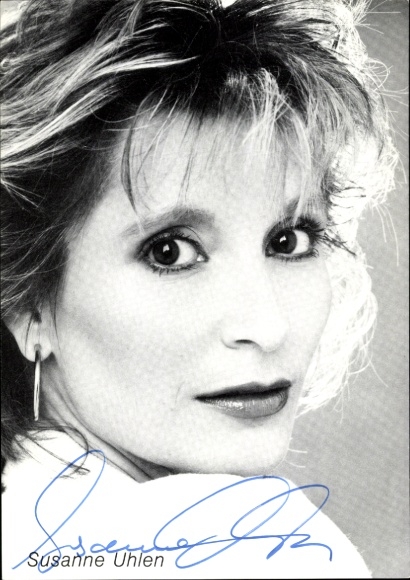 Postcard actress Susanne Uhlen, portrait, autograph