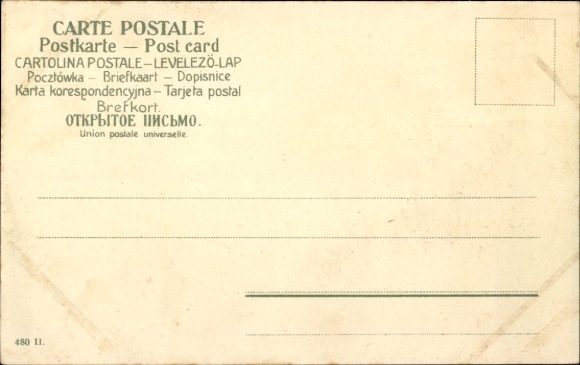 Postcard Man sitting on the umbrella of a mushroom, woman reading