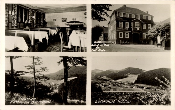 Postcard Rattlar Willingen Upland in Hesse, general view, Gasthof zur Post
