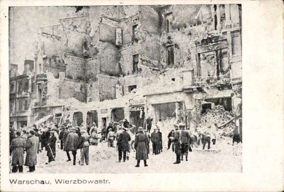 Postcard Warszawa Warsaw Poland, Wierzbowa Street, destroyed houses