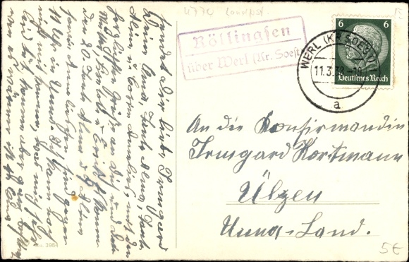 Ak Landpoststempel Böllingsen über Werl Kreis Soest, Glückwunsch Geburtstag