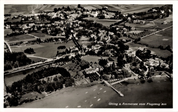 Ak Utting am Ammersee Oberbayern, Luftaufnahme