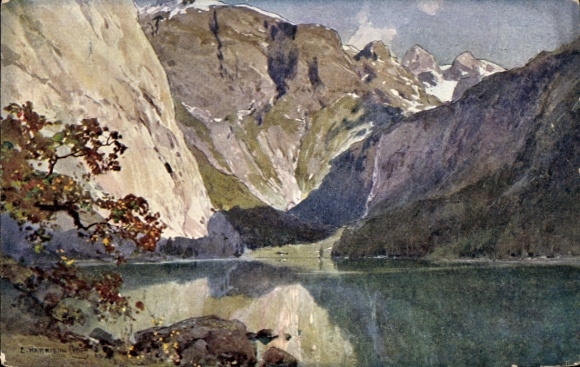 Kunstenaarsbriefkaart Compton, Edward Harrison, Obersee, bergen