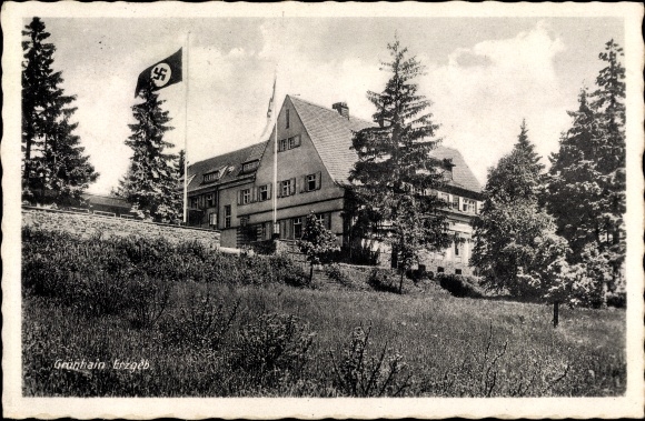 Postcard Grünhain Beierfeld in the Erzgebirge of Saxony, BKW youth health center