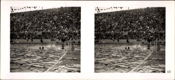 Stereo spatial image photo &quot;The 1936 Olympic Games&quot;, No. 68 Berlin Reichssportfeld, swimming stadium