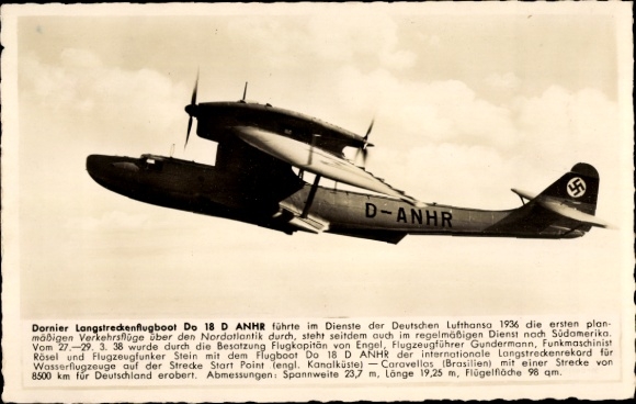 Ak Dornier Langstreckenflugboot Do 18, D-ANHR, Tretet ein in das NSFK, 1. Mai 1938