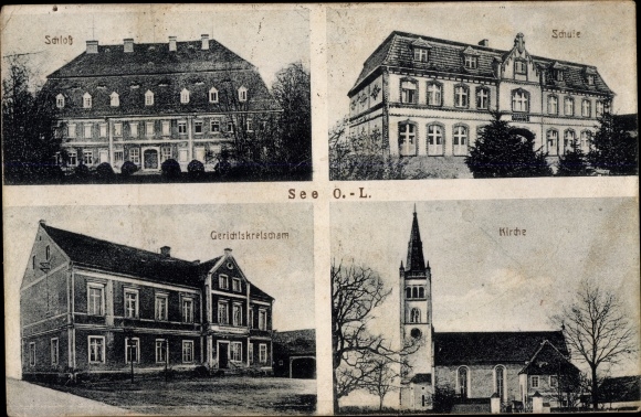PC See Niesky in Upper Lusatia, castle, school, church, court office