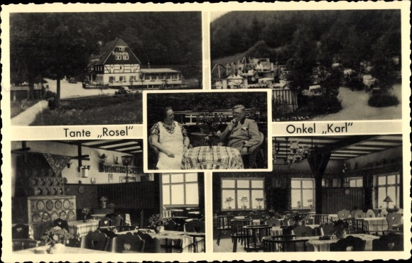 Photo Postcard Oberpöbel Dippoldiswalde Sachsen, Gaststätte Putzmühle, Aunt Rosel, Uncle Karl