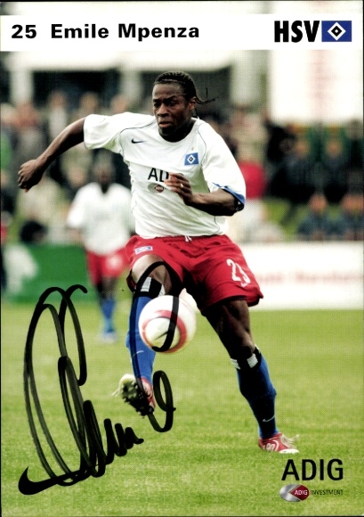 Autogrammkarte Fußballer Emile Mpenza, Hamburger SV / HSV, Autogramm