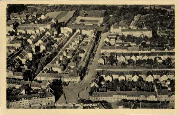 Postcard Glauchau on the Zwickauer Mulde in Saxony, town view, aerial photograph